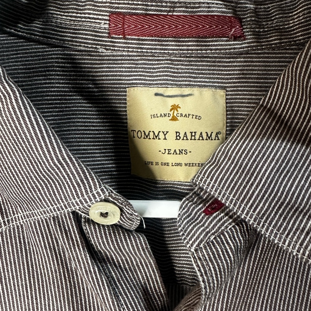Tommy Bahama Jeans Striped Button Down Shirt‎ XL Tencel - Picture 2 of 7